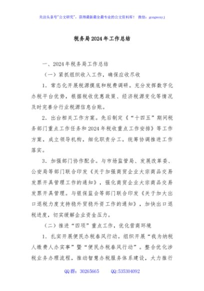 税务局2024年工作总结