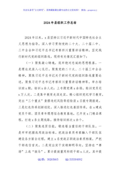 2024年县组织工作总结
