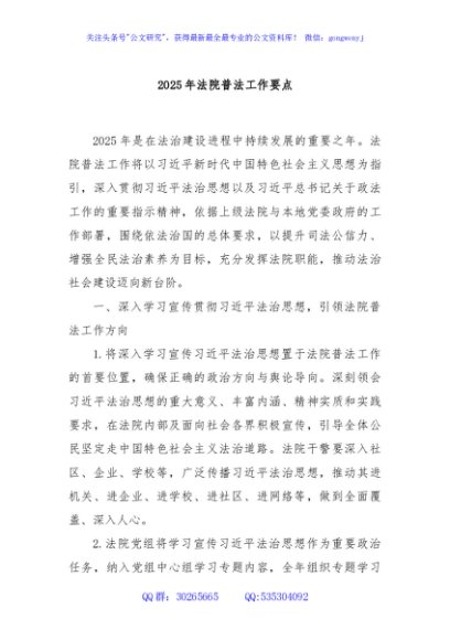2025年法院普法工作要点