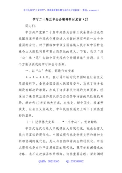 学习二十届三中全会精神研讨发言（2）
