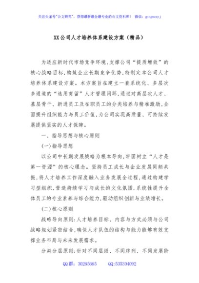 XX公司人才培养体系建设方案（精品）