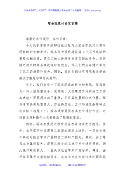 塔吊现象讨论发言稿