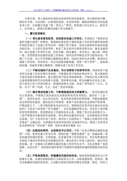 城管局党总支书记书记抓基层党建工作述职报告