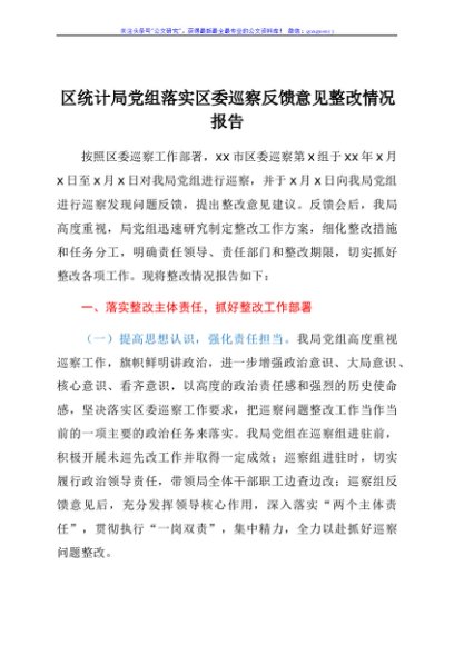 落实巡察反馈意见整改情况总结报告（统计）