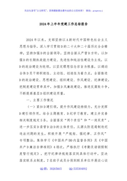 2024年上半年党建工作总结报告