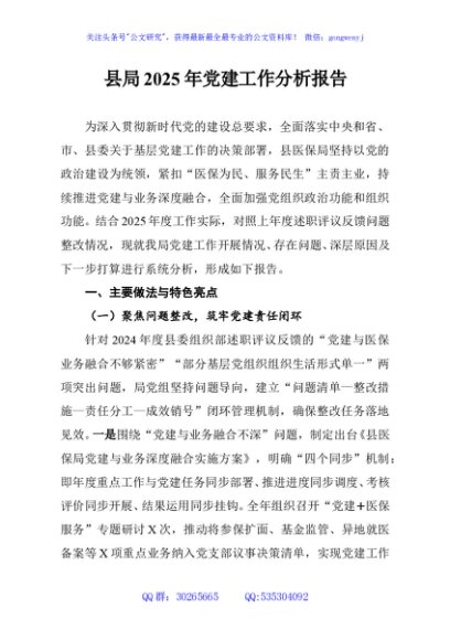 县局2025年党建工作分析报告