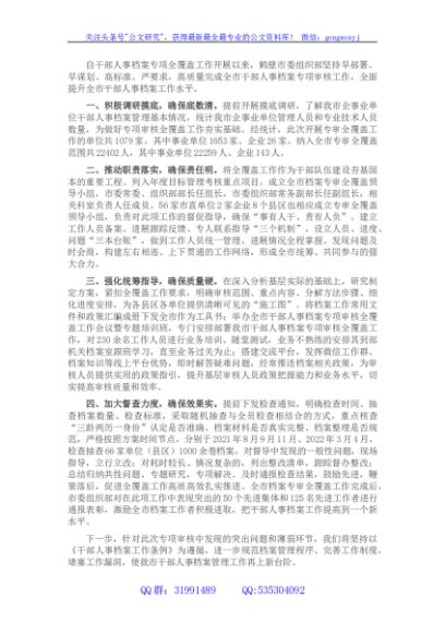 干部人事档案专项审核工作情况汇报