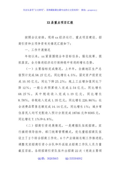 XX县重点项目汇报