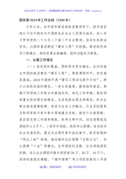 团市委2024年工作总结（2304字）