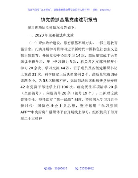 乡镇抓基层党建述职报告3100字