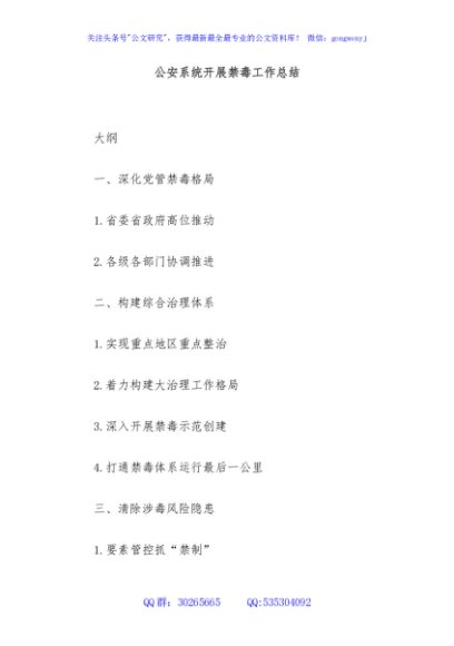 公安系统开展禁毒工作总结