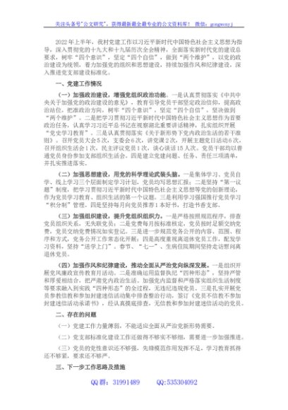 村党支部2022年上半年工作总结