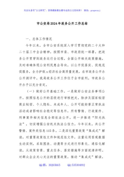 市公安局2024年政务公开工作总结