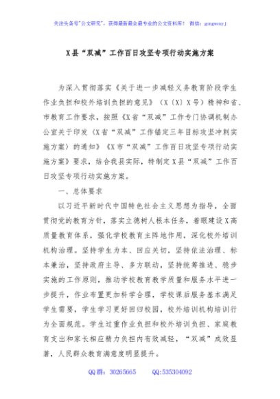 X县“双减”工作百日攻坚专项行动实施方案
