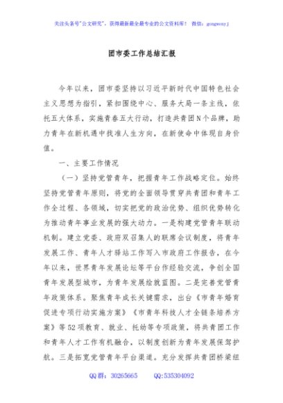 团市委工作总结汇报
