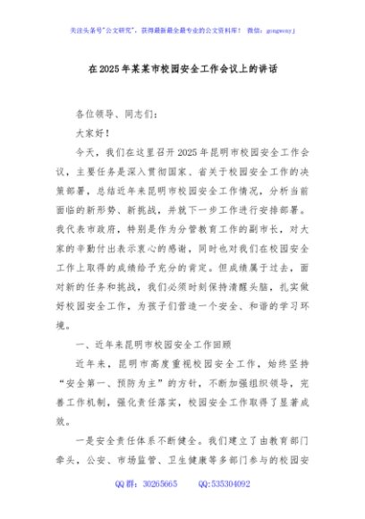 在2025年某某市校园安全工作会议上的讲话