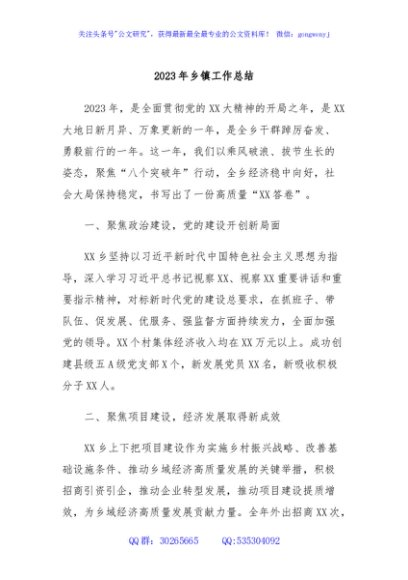 2023年乡镇工作总结