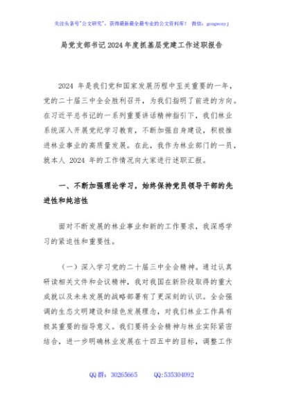局党支部书记2024年度抓基层党建工作述职报告