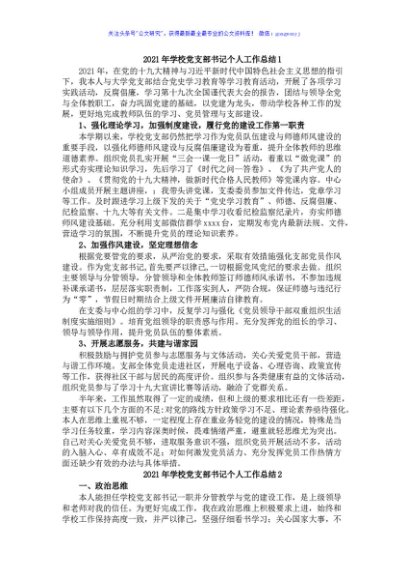 学校党支部书记2021年个人工作总结2篇