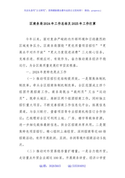 区商务局2024年工作总结及2025年工作打算