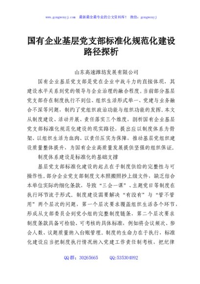 国有企业基层党支部标准化规范化建设路径探析