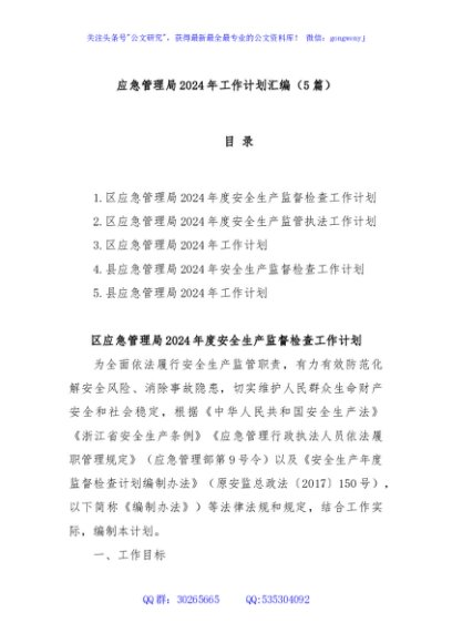 (5篇)应急管理局2024年工作计划汇编