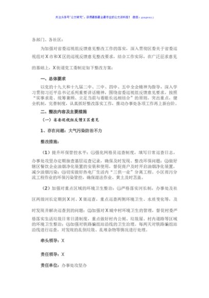 关于省委巡视组反馈意见的整改方案