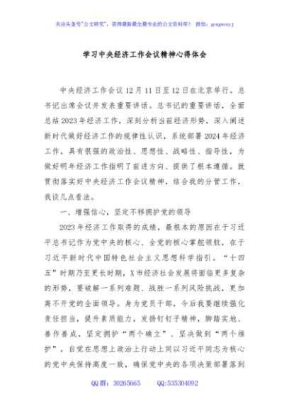 学习中央经济工作会议精神心得体会